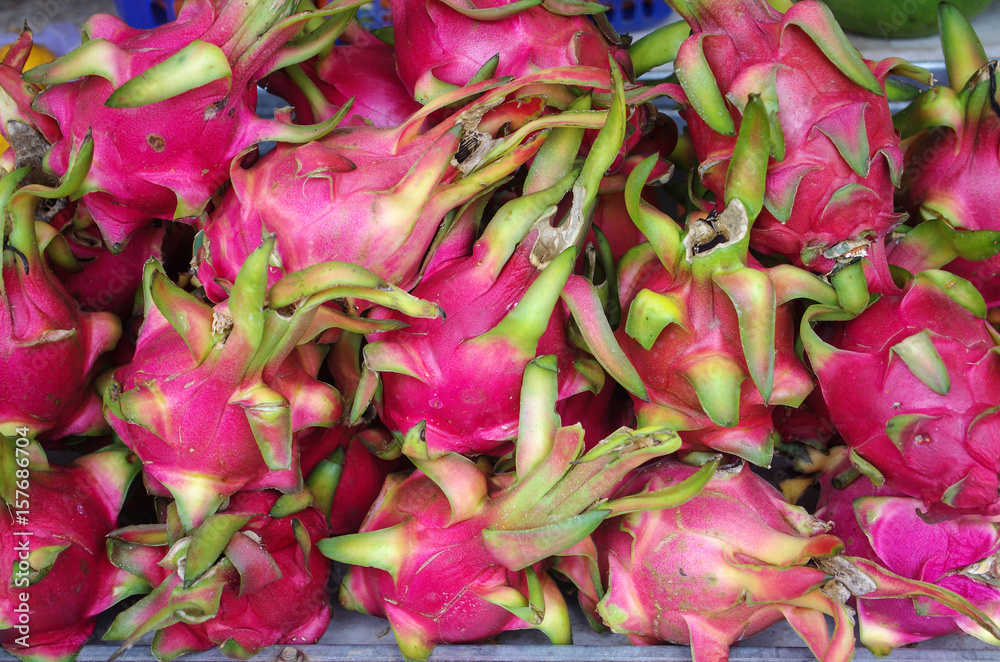 Fresh Fruit Market. Dragon fruit at the market Fresh Fruit Market. Dragon fruit at the market