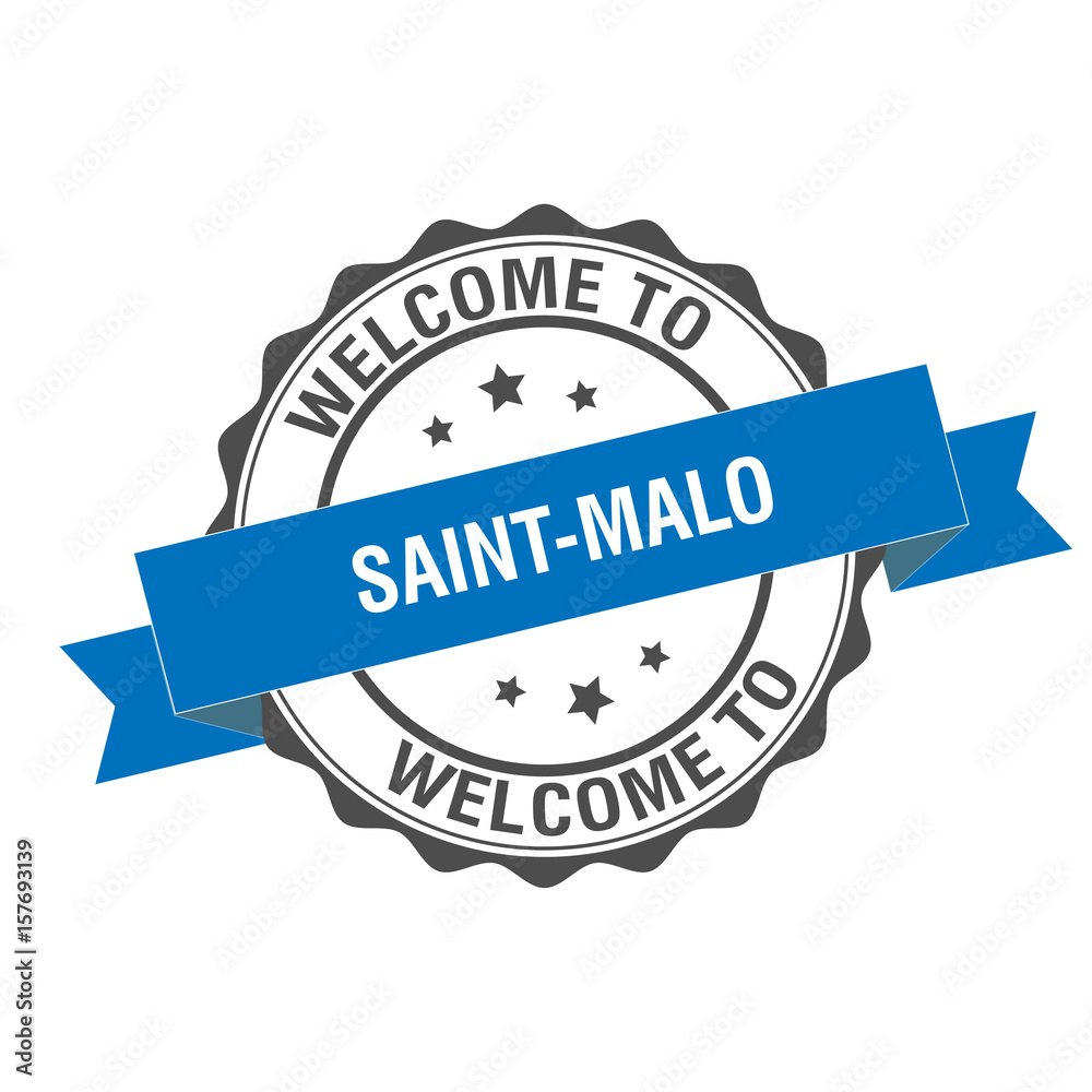Fototapeta premium Welcome to Saint-Malo stamp illustration