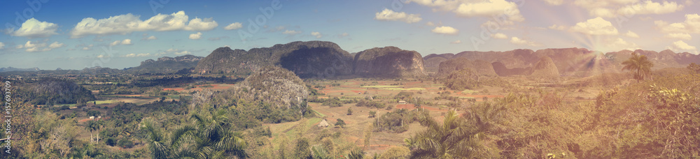 Panoramic view on Vinales Valley. Cuba. Toning