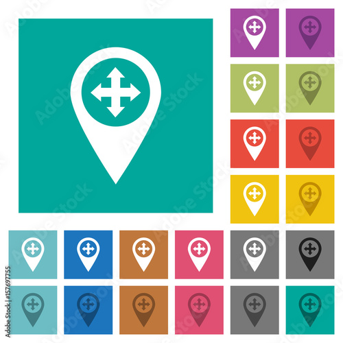 Move GPS map location square flat multi colored icons
