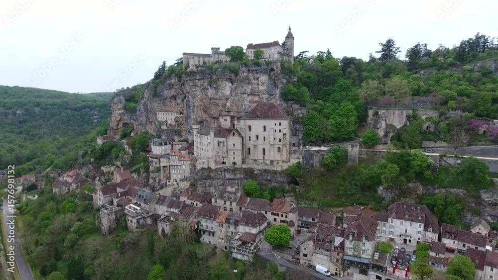 Rocamadour valley views: village on hillside, castle on top Rocamadour valley views: village on hillside, castle on top