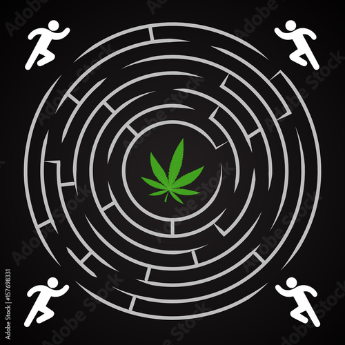 Cannabis labyrinth - run to find the cannabis leaf background template 