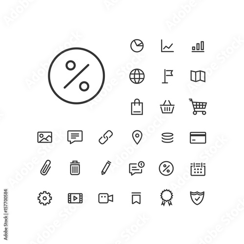 Sale icon in set on the white background. Universal linear icons to use in web and mobile app.