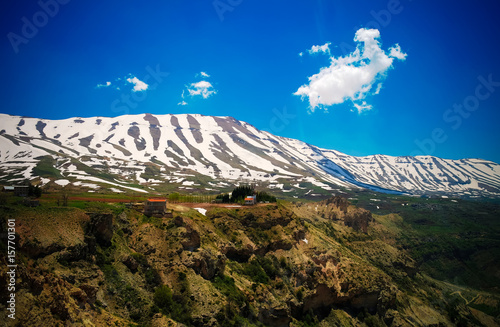 Landscape view to mountains and Kadisha Valley aka Holy Valley in Lebanon photo