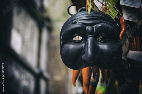 Pulcinella mask, Italy travel concept, Naples Italy