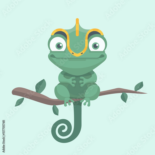 Cute chameleon. Vector illustration.