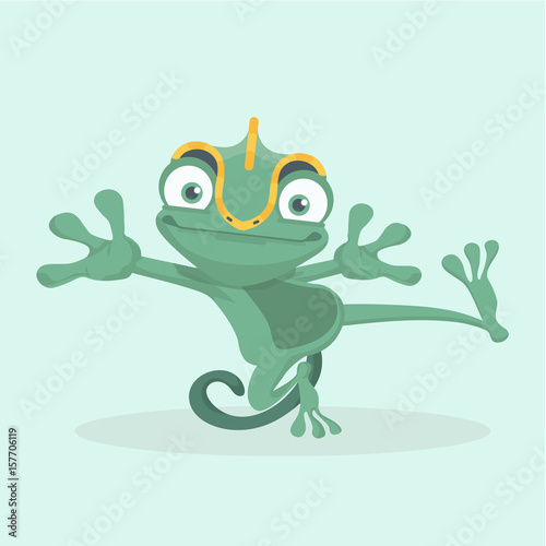 Cute chameleon. Vector illustration.