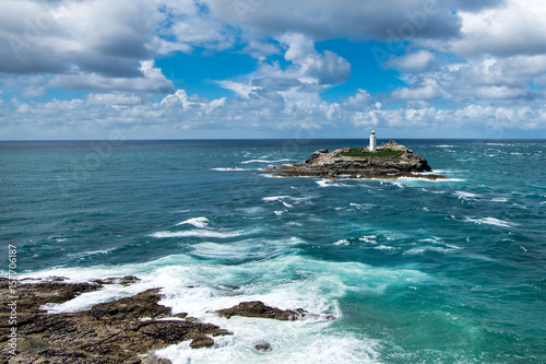 Godrevy Island from Godrevy Point, Cornwall, UK photo