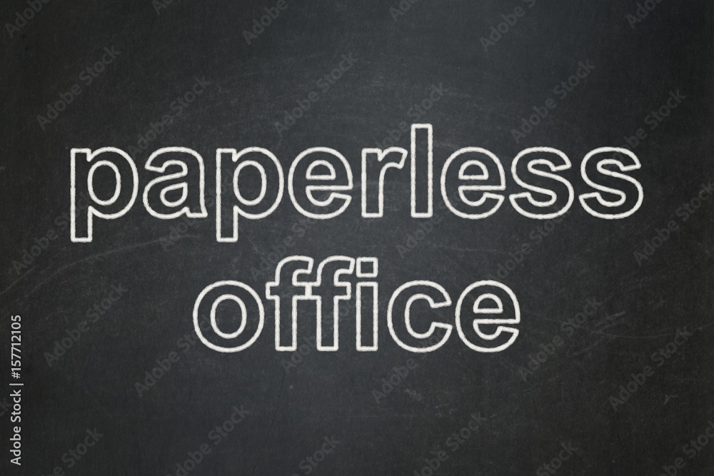 Obraz premium Finance concept: Paperless Office on chalkboard background