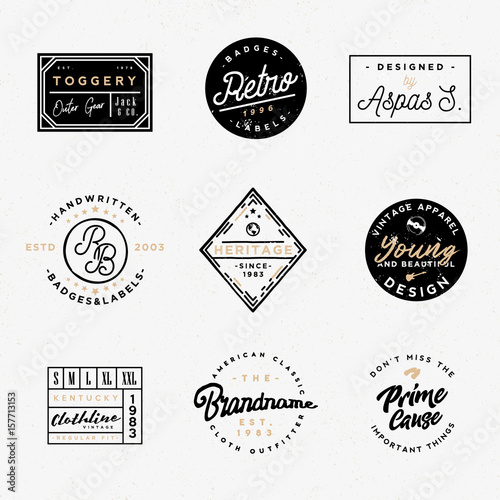 Retro clothing badges in minimal vintage style