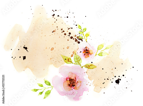 watercolor flowers on white background