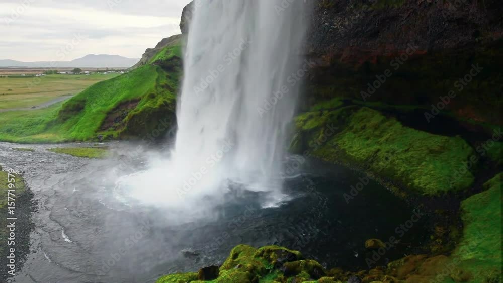 Great waterfall Skogafoss in south of Iceland near the town of Skogar Great waterfall Skogafoss in south of Iceland near the town of Skogar