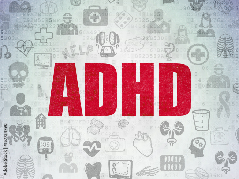 Healthcare concept: ADHD on Digital Data Paper background