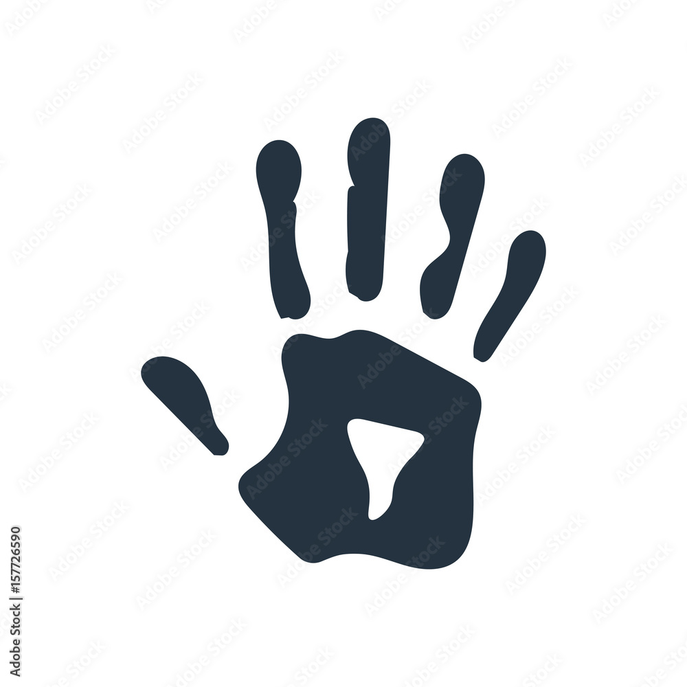 isolated abstract handprint icon, on white background isolated abstract handprint icon, on white background
