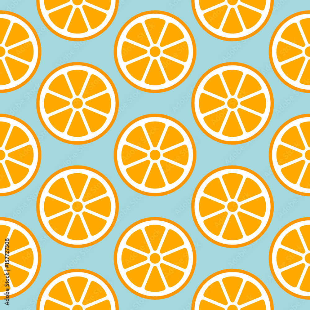Round Slices Oranges Seamless Pattern Retro Turquoise Round Slices Oranges Seamless Pattern Retro Turquoise