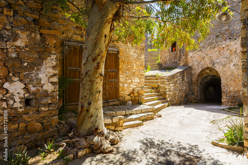 Historical site of Spinalonga island on a sunny spring day, Crete, Greece. 
 photo