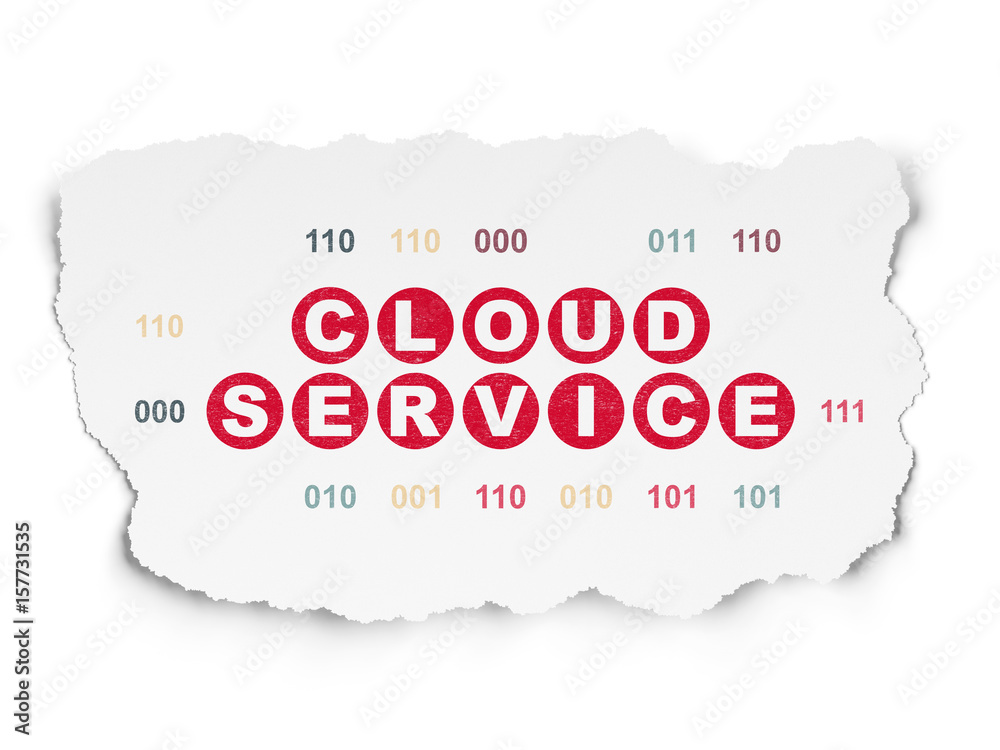 Obraz premium Cloud networking concept: Cloud Service on Torn Paper background