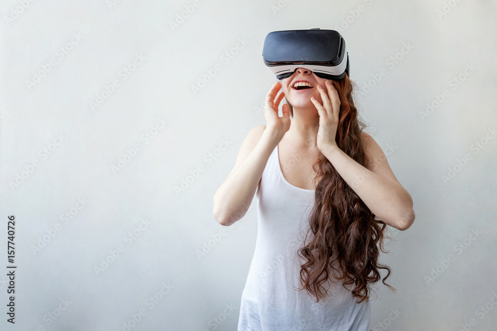 Woman using VR headset Woman using VR headset