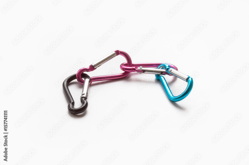 Carbiners isolated against white background