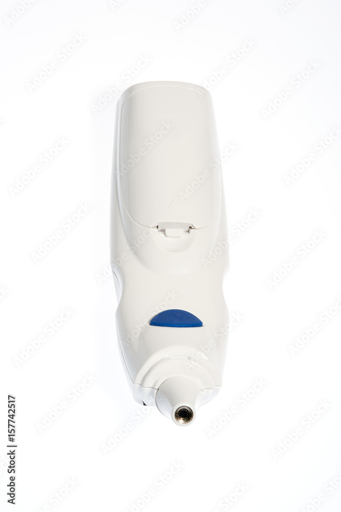 Electronic medical infrared thermometer isolated on white, Digital ear thermometer Electronic medical infrared thermometer isolated on white, Digital ear thermometer