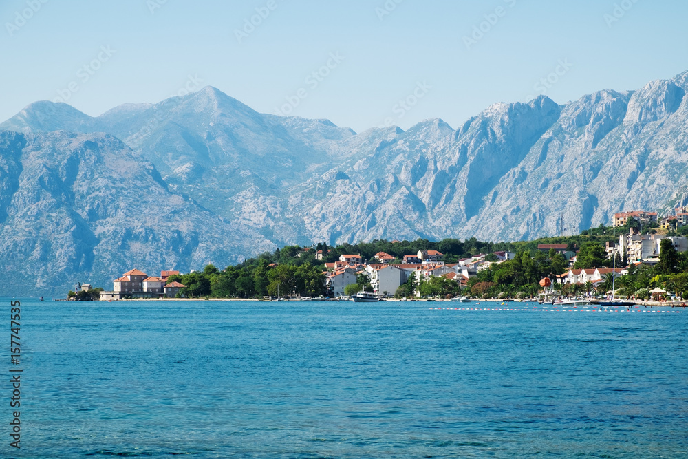 View of Kotor Bay near Dobrota, Montenegro