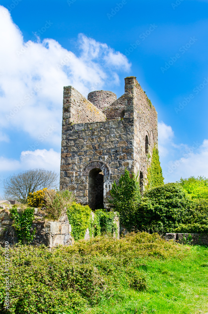 Engine House at the Daubuz Shaft of South Wheal Frances Mine near Treskillard, Redruth, Cornwall, UK. Engine House at the Daubuz Shaft of South Wheal Frances Mine near Treskillard, Redruth, Cornwall, UK.