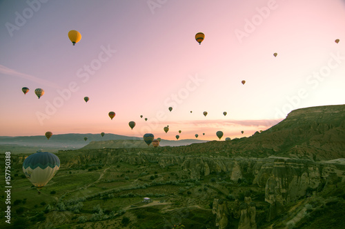 Beautiful balloons in sunrise light in Cappadocia 