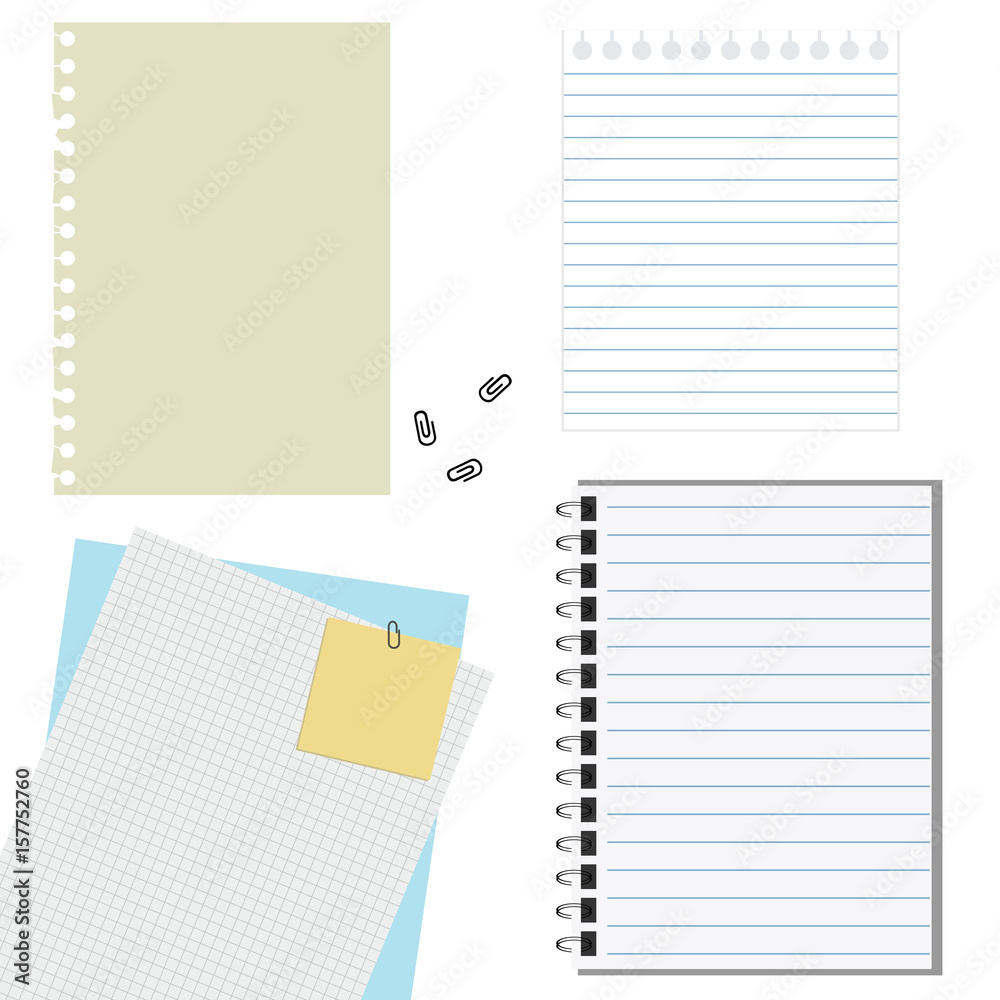 Blank white lined paper, notebook paper, torn paper. Blank white lined paper, notebook paper, torn paper.