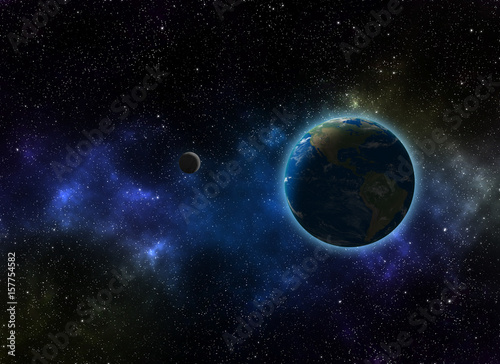 Fototapeta Naklejka Na Ścianę i Meble -  Earth, galaxy and sun. Elements of this image furnished by NASA