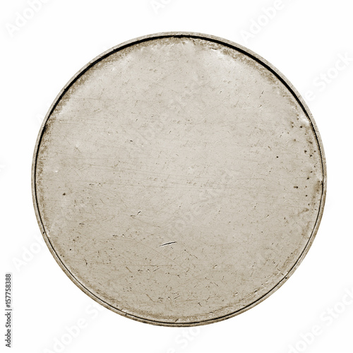 Blank silver coin with stripes isolated on white background