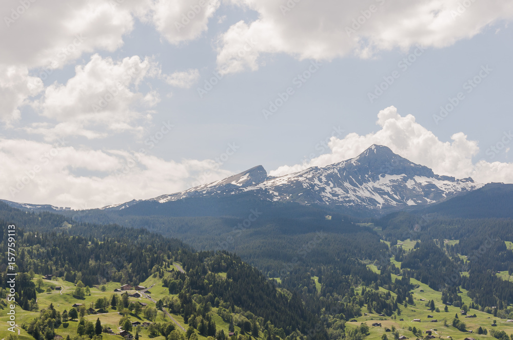 Grindelwald, Alpen, Berner Oberland, Lauberhorn, Männlichen, Kleine Scheidegg, Eiger, Eigernordwand, Dorf, Schweizer Berge, Frühling, Sommer, Schweiz