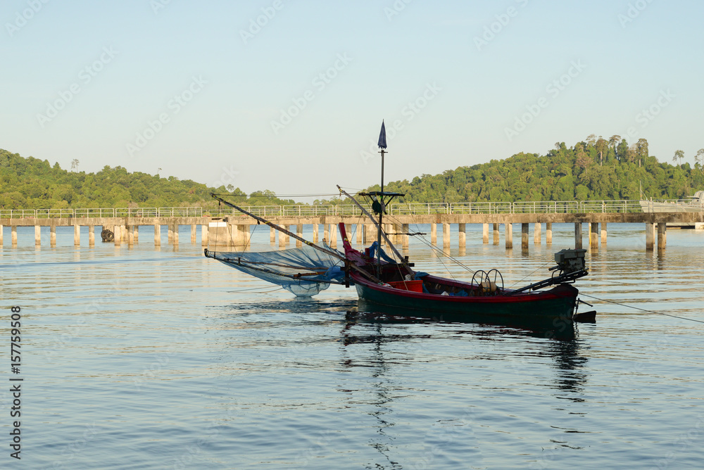 Small scale fisheries boat on the shoreline