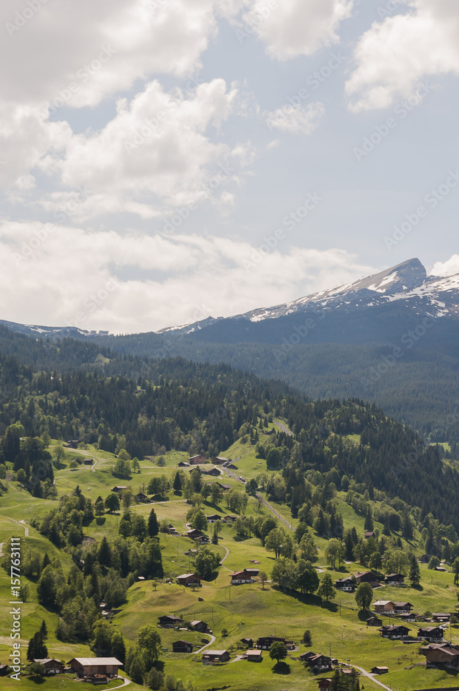 Grindelwald, Dorf, Bergdorf, Kleine Scheidegg, Lauberhorn, Alpen, Schweizer Berge, Berner Oberland, Eiger, Frühling, Sommer, Schweiz