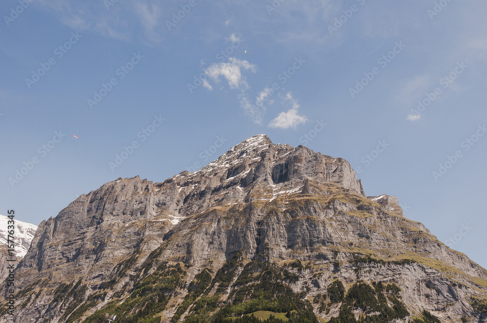 Grindelwald, Dorf, Alpen, Berner Oberland, Schreckhorn, Pfingstegg, Schweizer Berge, Wanderweg, Frühling, Sommer, Schweiz