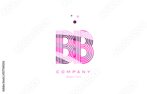 bb b b  alphabet letter logo pink purple line icon template vector