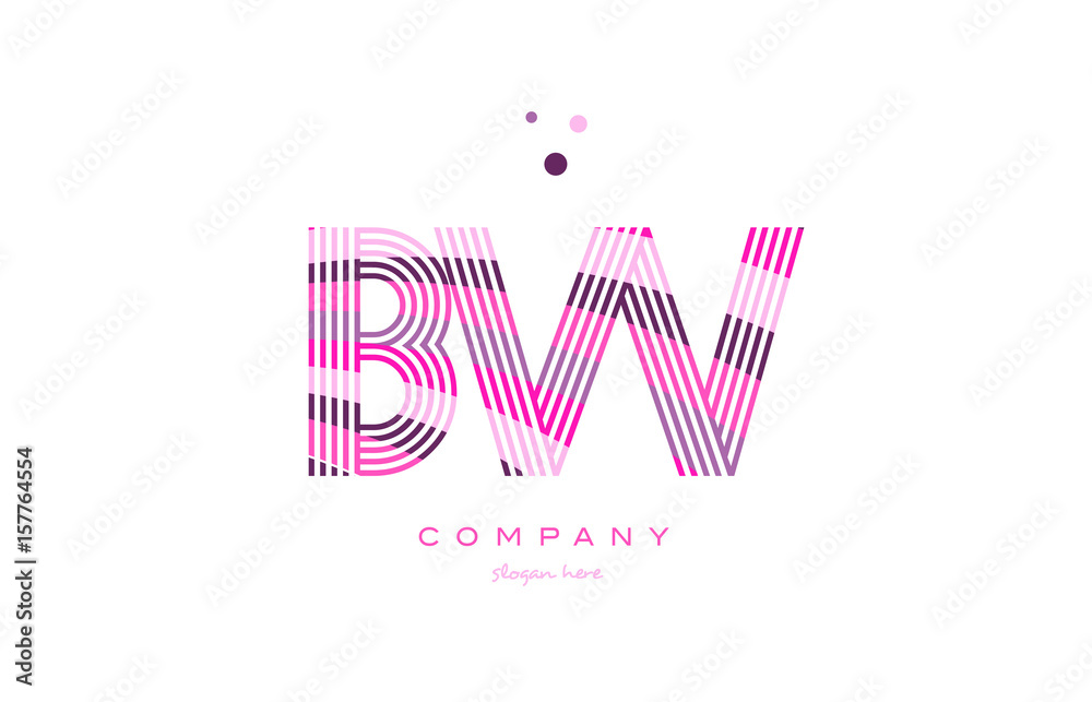 Fototapeta premium bw b w alphabet letter logo pink purple line icon template vector