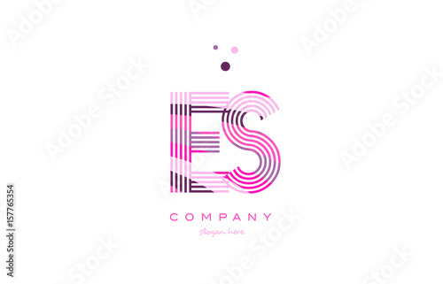 es e s alphabet letter logo pink purple line icon template vector