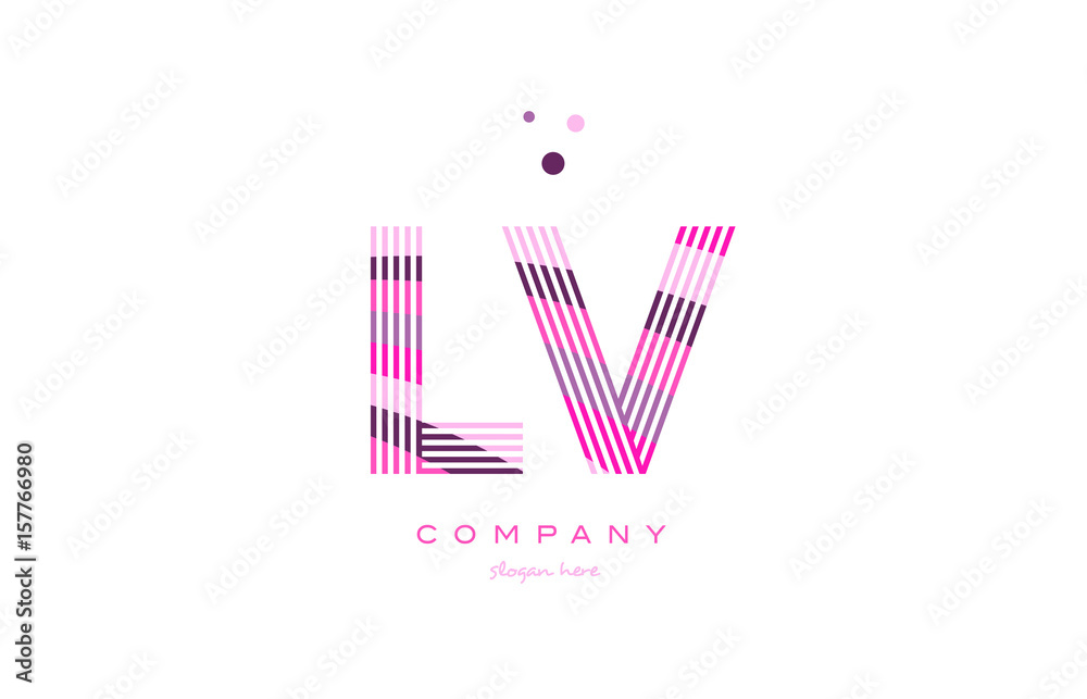 l v alphabet letter logo pink purple line icon template vector Stock Vector