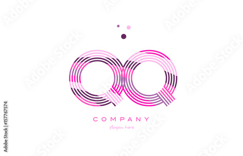 qq q q alphabet letter logo pink purple line icon template vector