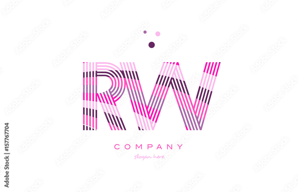 rw r w alphabet letter logo pink purple line icon template vector