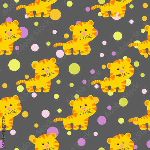 Fototapeta Naklejka Na Ścianę i Meble -  pattern with cute african tiger
