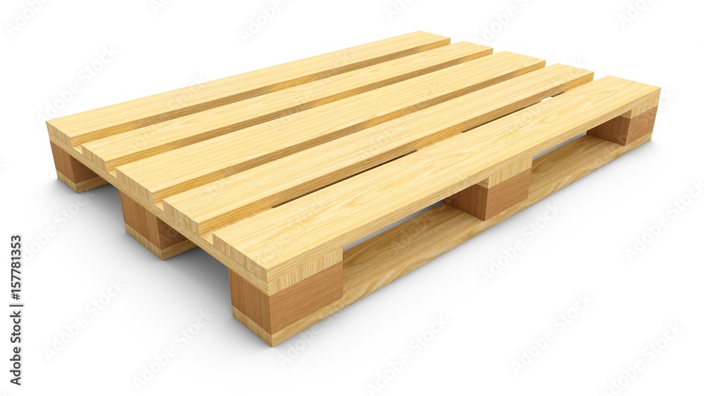 3D rendering wooden pallet isolated on white background