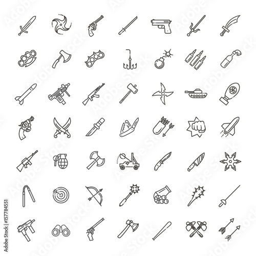 Weapons vector icons set, Arms solid symbol collection photo