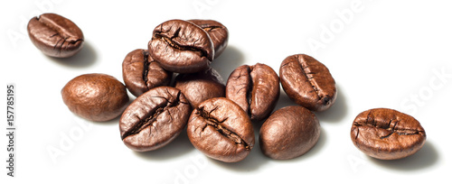 Fotografija roasted coffee beans on white, (large depth of field, taken with tilt shift lens