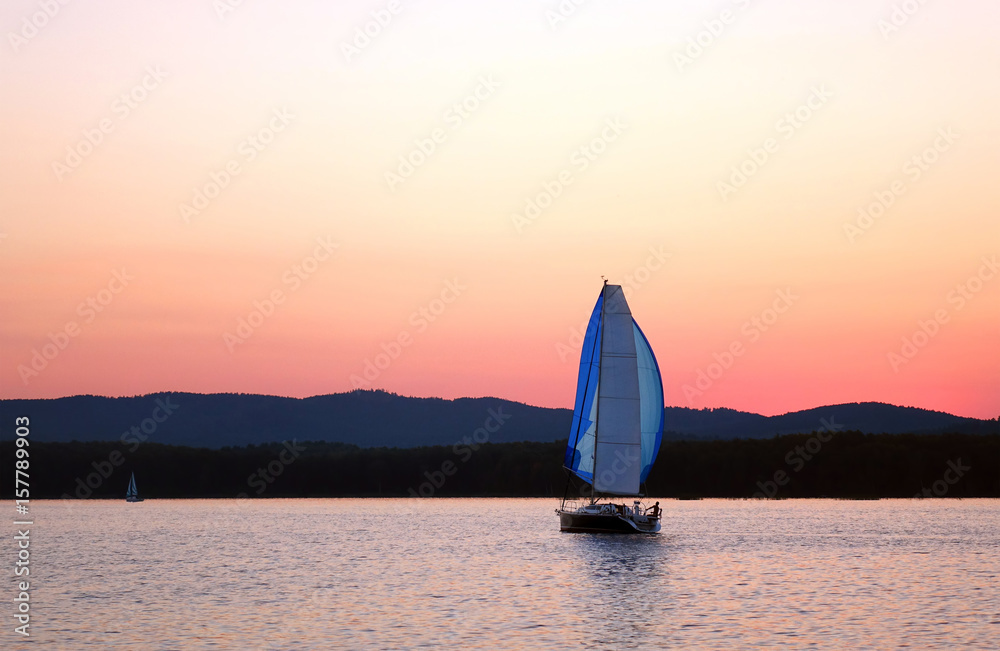 Journey on a sailing boat.Summer.