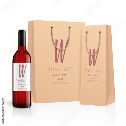 Mockup wine bottle. vector design.