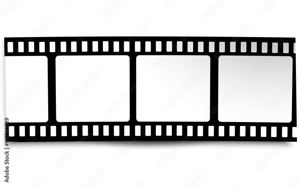 Film, movie, photo, filmstrip on white in black and white colors