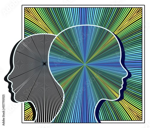 Developing Charisma. Concept illustration of a woman turning into a charismatic personality with inner power 