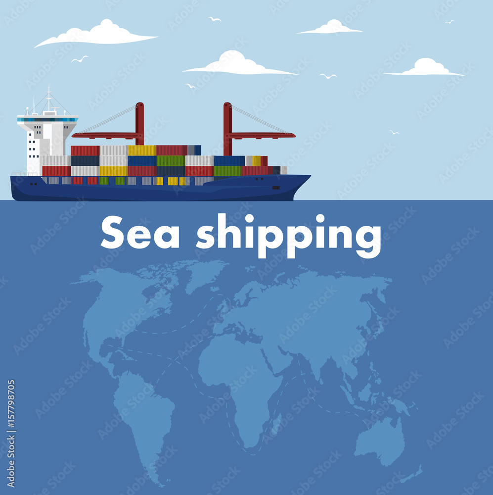 Commercial sea shipping banner template