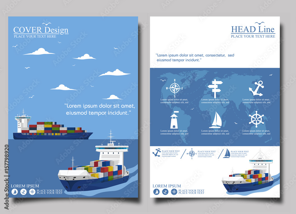 Fototapeta premium Sea shipping poster template set